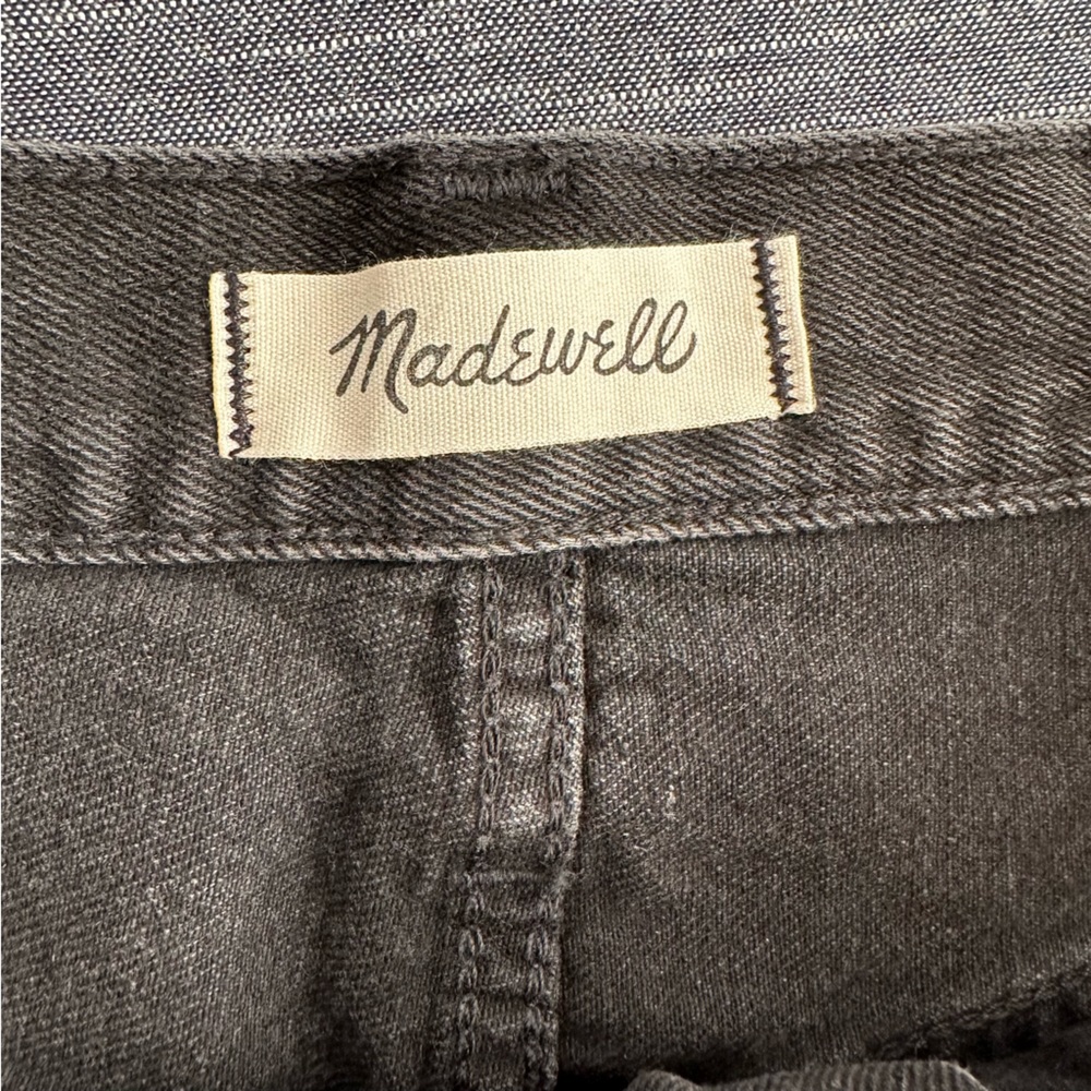 Madewell High Waist Button Front Rigid Denim A-Line Skirt Black Lunar | 28 - Picture 10 of 13